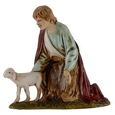 Pastore che accarezza l'agnello serie 10 cm Landi Moranduzzo