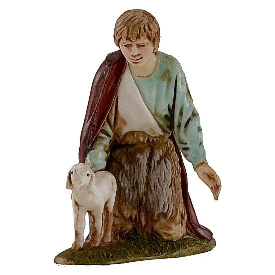 Shepherd caressing the lamb 10 cm series Landi Moranduzzo