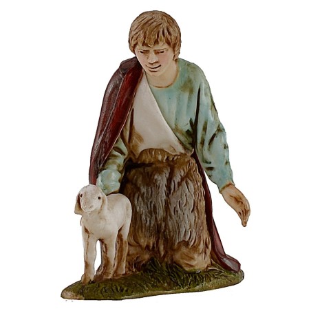 Pastore che accarezza l'agnello serie 10 cm Landi Moranduzzo