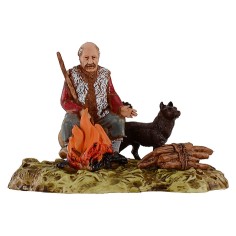 Pastor con perro al fuego serie 10 cm Landi Moranduzzo