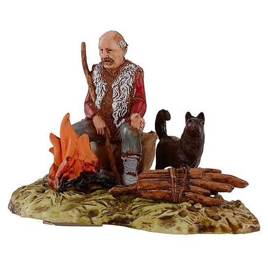 Pastor con perro al fuego serie 10 cm Landi Moranduzzo