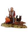 Pastor con perro al fuego serie 10 cm Landi Moranduzzo
