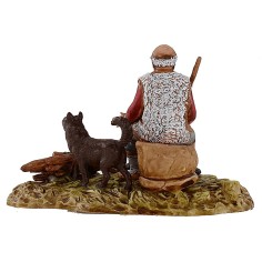 Shepherd with dog at the fire 10 cm series Landi Moranduzzo 2