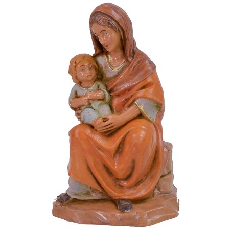Donna seduta con Bambino serie 12 cm Fontanini base, fontanini