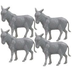 Juego de 4 burros de 4x3,5 cm - Cod. W06 Mondo Presepi