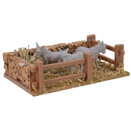 Recinto con asini per presepe - Animali presepio Mondo Presepi