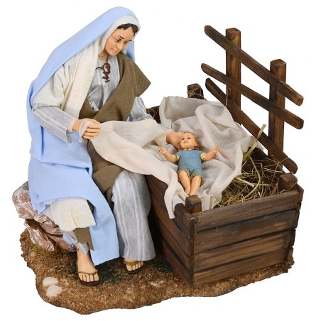 Maria con culla e bambino serie 30 cm Pigini