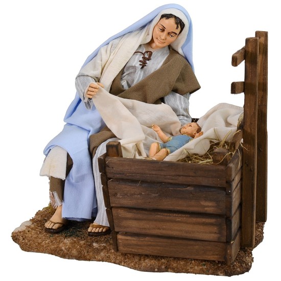 Maria con culla e bambino serie 30 cm Pigini