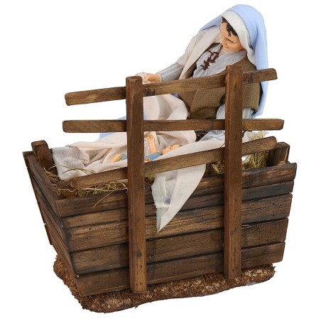 Natività 30 cm Pigini Maria con culla e San Giuseppe in piedi