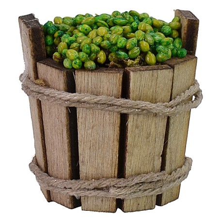 Tinozza in legno con olive cm ø 3x3 h