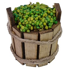 Tina de madera con aceitunas cm ø 3x3 h altura, madera, estatuas