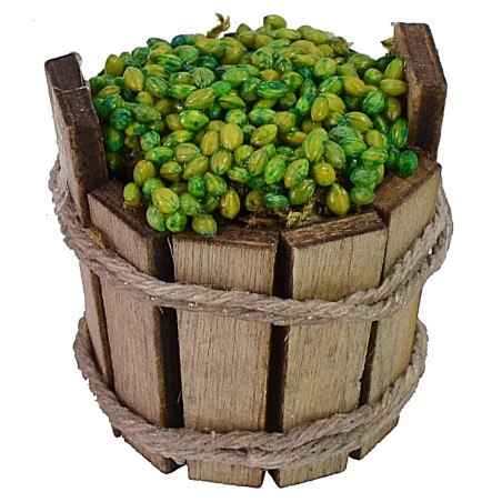 Tinozza in legno con olive cm ø 3x3 h altezza, legno, statue