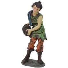 Ragazzo in resina con piccola botte 20 cm