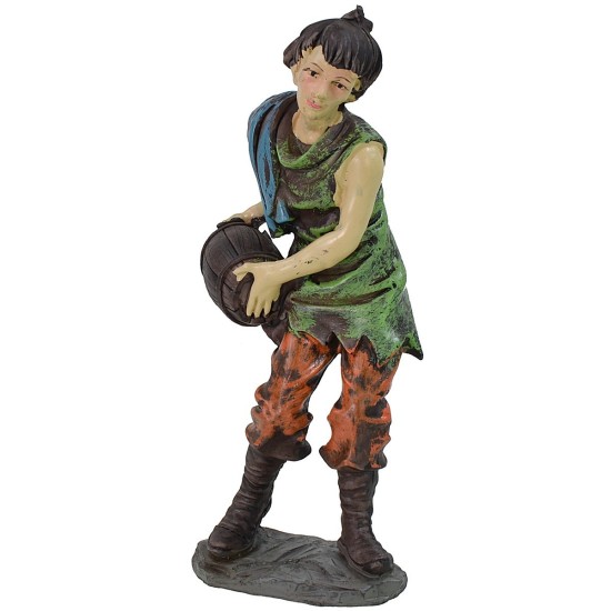 Resin boy with small barrel 20 cm