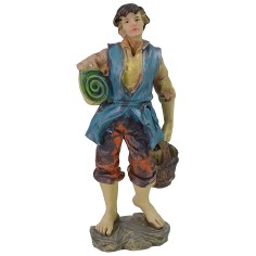 Ragazzo con secchio e stoffa in resina 20 cm resina, base