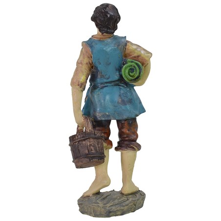 Ragazzo con secchio e stoffa in resina 20 cm