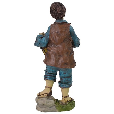 Ragazzo con cappello e lanterna in resina 25 cm