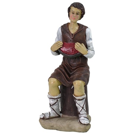 Uomo seduto con l'anguria in resina serie 25 cm base, seduto