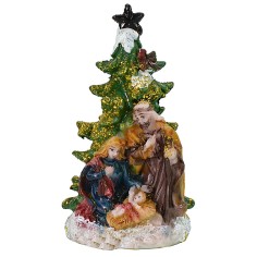 Nativity 5.5 cm in resin with tree 5.7x5.6x10.2 cm h