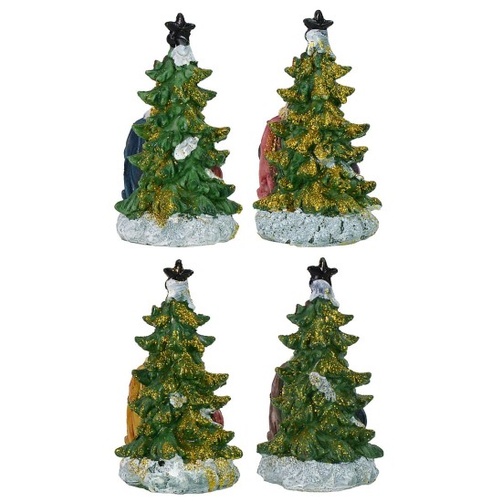 Set de 4 Natividades de 5,5 cm en resina con árbol de