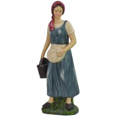 Mujer con cubo en resina serie 40 cm serie, resina, base