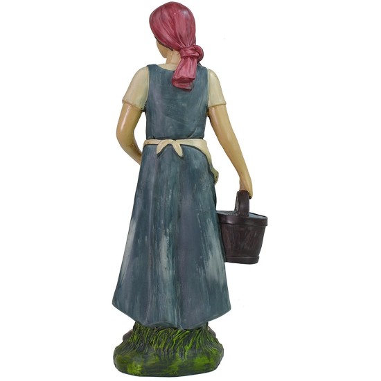 Mujer con cubo en resina serie 40 cm serie, resina, base