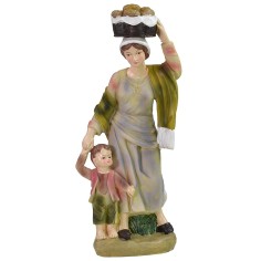 Donna con bambino in resina serie 40 cm serie, resina, base