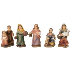 Conjunto de 5 estatuas de 5 cm en resina para belén.