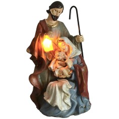 Nativity monoblock in resin with working led lantern cm
