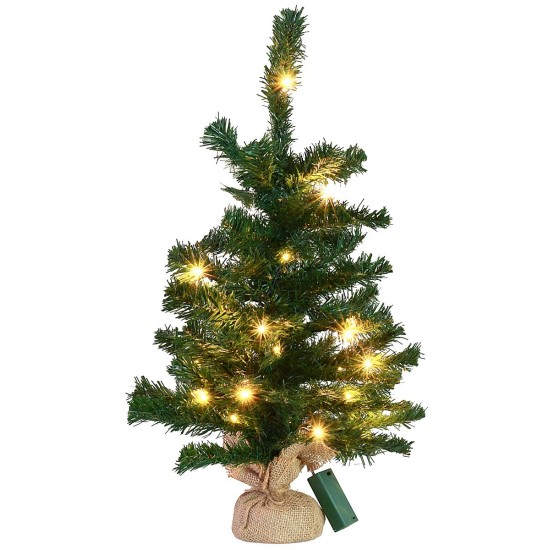 Árbol de Navidad de 60 cm de altura con 20 luces LED a batería.
