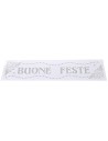 Vetrofania glitterata argento "Buone Feste" cm 16x61