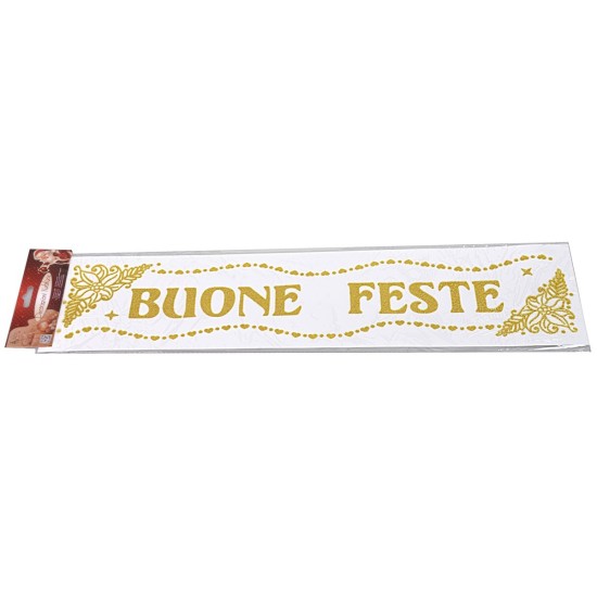 Vinilo decorativo dorado con brillo "Felices Fiestas" de 16x61