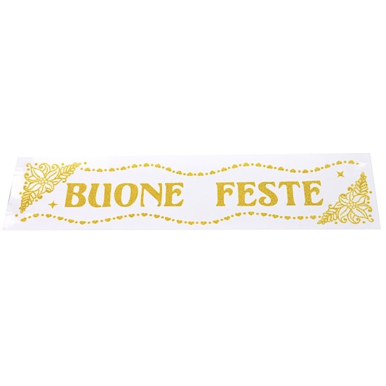 Glittery gold window sticker "Happy Holidays" cm 16x61