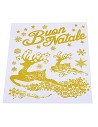Vinilo dorado "Feliz Navidad" con renos cm 30x38 h