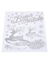 Silver window sticker "Merry Christmas" with reindeer cm 30x38 h