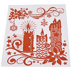 Glittery Christmas window decal with candles, size 31x44 cm h