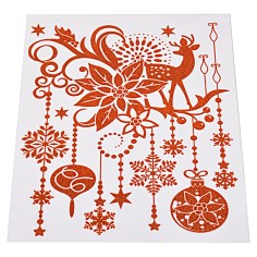 Vetrofania rossa glitterata con palline di Natale cm 31x44h