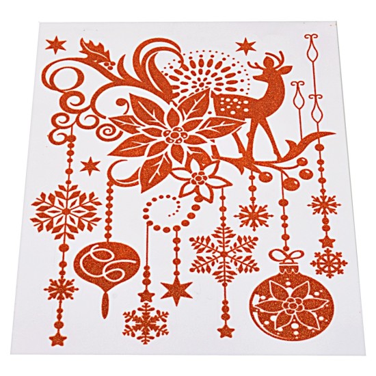 Vinilo rojo con purpurina y bolas de Navidad de 31x44 cm