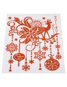 Vetrofania rossa glitterata con palline di Natale cm 31x44h
