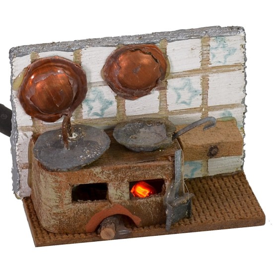 Cucina con fuoco funzionante cm 5,5x2,5x4,5 h