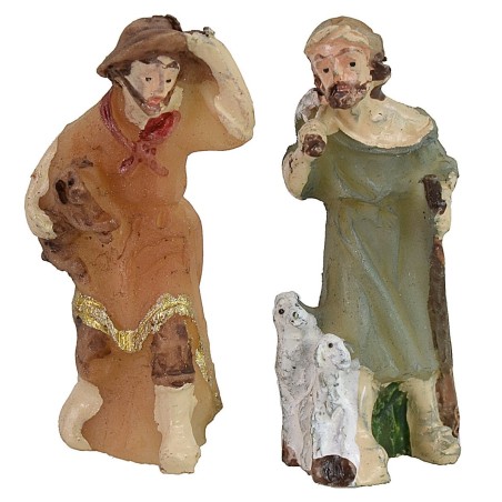 Conjunto de 4 personajes de 3,5 cm en resina, pastor, mujer.
