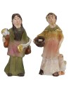 Set 4 personaggi 3,5 cm in resina resina, pastore, donna