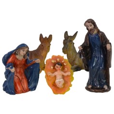 Natividad 5 figuras serie 8 cm en resina serie, cuna, resina.