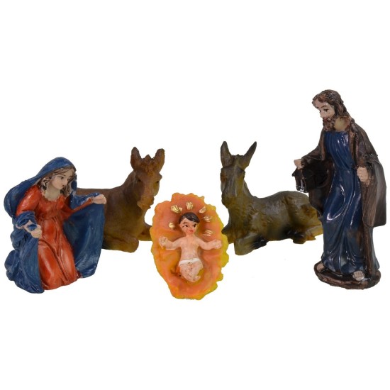Natività 5 soggetti serie 8 cm in resina serie, culla, resina