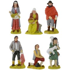 Conjunto de 6 estatuas de resina de 10 cm de altura, resina, base, chico.