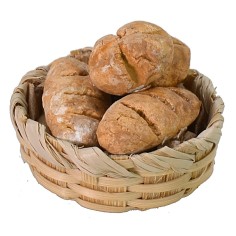 Cesta de mimbre con pan ø 3 cm -Artículos para belén