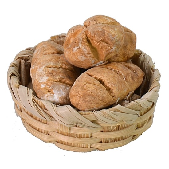 Cesta de mimbre con pan ø 3 cm -Artículos para belén
