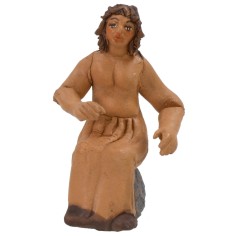 Donna seduta in terracotta serie 10 cm con viso dipinto a mano