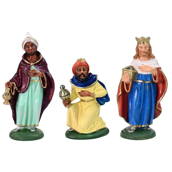 Conjunto de tres Reyes Magos serie color 12 cm en pvc