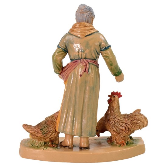 Contadina con galline lux 12 cm in pvc